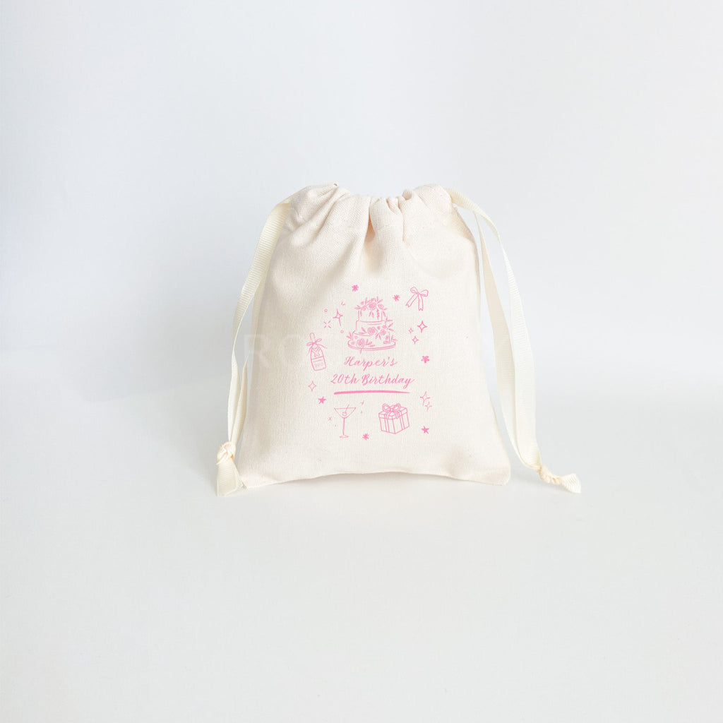 Pink printed custom printed birthday gift bag "Harper's 20th Birthday"