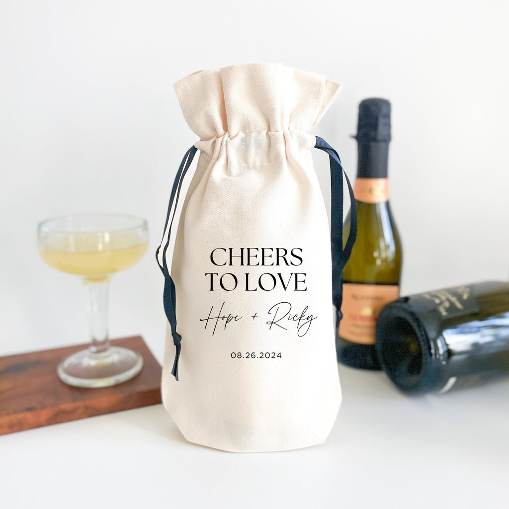 Cheers To Love Custom Midi Champagne Gift Bag