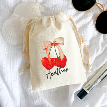 Cherry Hearts Personalized Party Favor Bags