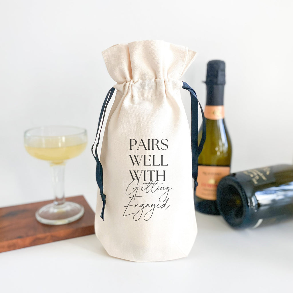 Pairs Well With Getting Engaged Bottle Gift Bag for Mid-Sized Champagne Bottles