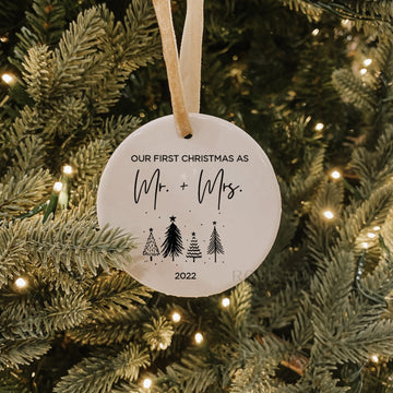 Our First Christmas As Mr and Mrs Ceramic Ornament