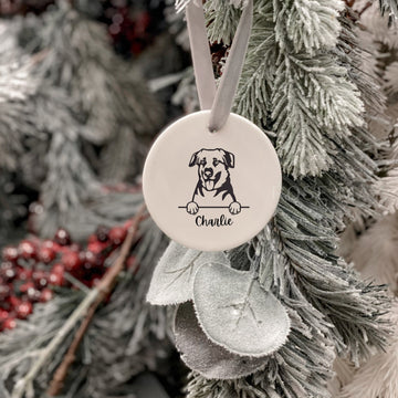 Personalized Dog Portrait Ceramic Ornament