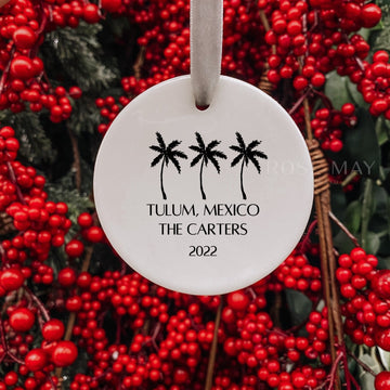 Family Destination Ornament with Family Name and Year