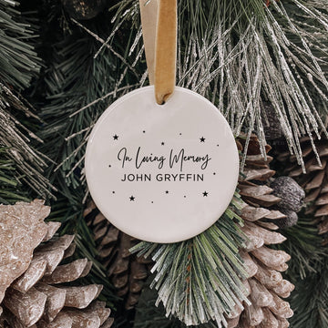 In Loving Memory with Stars Ceramic Ornament