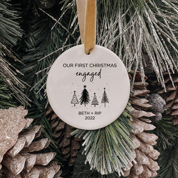 Our First Christmas Engaged Ceramic Ornament
